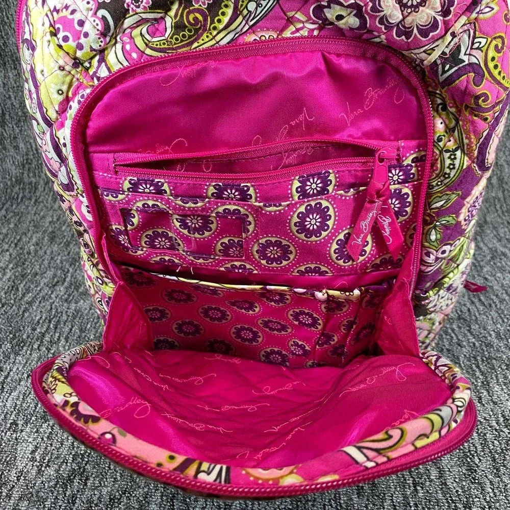 Vera Bradley Priscilla Pink Backpack Quilted Cotton Floral Paisley Travel School